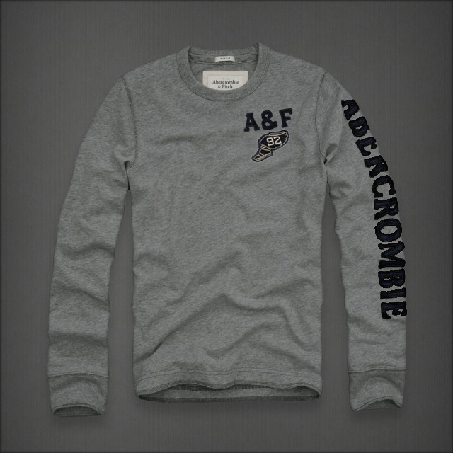 Abercrombie Fitch Hombres De Cuello Redondo Largo Remera AF5957